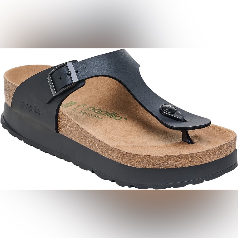 Papillio Black Sandals with Brown Footbed
